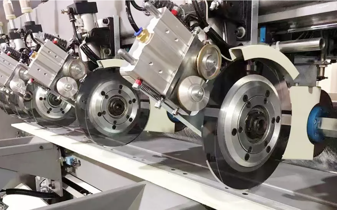 Close-up view of sharp and durable circular slitter blades, designed for precision cutting in industrial applications